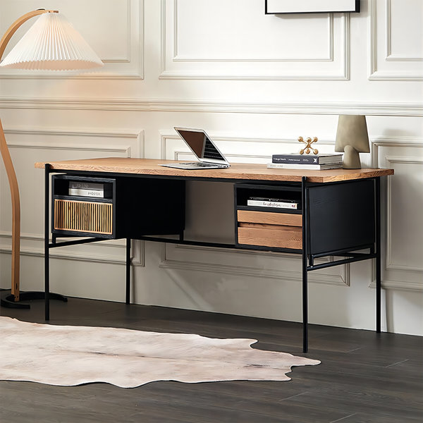 Recon Furniture Solid Wood Top Metal Base Writing Desk Wayfair